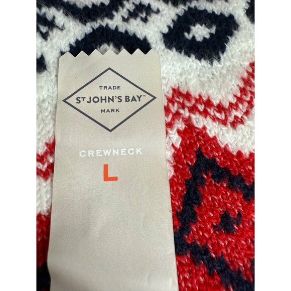 Fair Isle Navy Sweater Mens Large Knit Cozy Warm Cabin Core Pullover Classic Ski - Picture 12 of 14